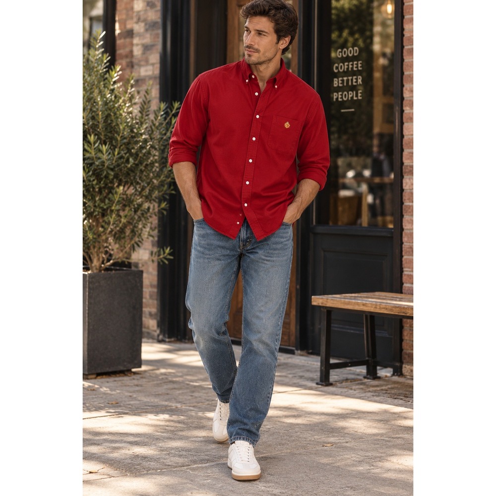 Lauren Ralph Lauren Shirt Mens Large Red Button Down Oxford Preppy Classic